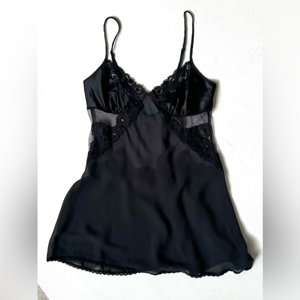 Black Silk Chiffon Victoria Secret Cami Slip